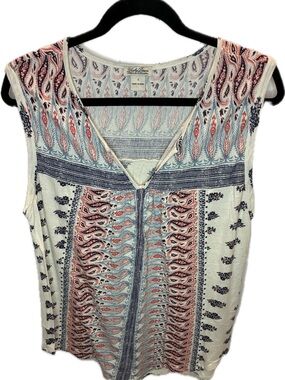 Lucky Brand Top Women’s S Printed Sleeveless V-Neck Boho LIKE NEW!